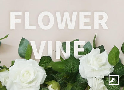 ZIFTY 5Pcs 32.5FT White Flower Garland Fake Vines Faux Artificial Floral Garland for Wedding Decortions Hanging Rose Ivy for Arch Garden Ceremony Background Outdoor Wall Decor