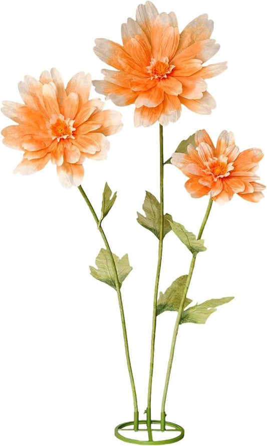 5.6 Ft Giant Daisy Flowers for Decoration,Big Artificial Fake Daisy,Large Crepe Paper Flowers for Home Decor Garden,Hotel,Office,Photography Props,Wedding,Art Gallery,Shop Window Display(Orange)
