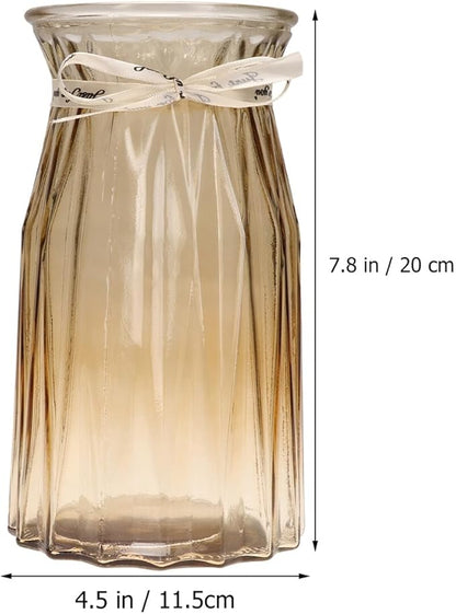 Nordic Style Glass Vase Amber Hydroponic Flower Bottle with Thickened Base Handmade Polished Smooth Opening Modern Decorative Storage Jar for Home and Office Decor