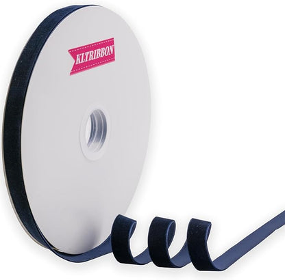 Navy Blue Velvet Ribbon Single Faced,5/8 Inch X 25Yards Spool