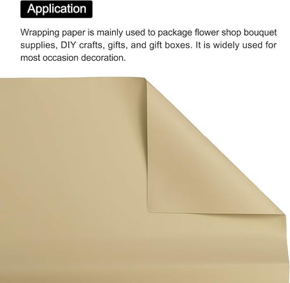 MECCANIXITY Pearlescent Film Flower Wrapping Paper 22.8x22.8 Inch Waterproof for DIY Crafts, Gift/Gift Box Packaging Beige Pack of 10