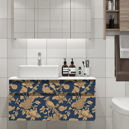 Vintage Birds and Flowers Wallpaper,17.71" x 118.1" Removable Peel and Stick Wallpaper Decorative Self-Adhesive Contact Paper for Living Room Bedroom Washroom Cabinet Wall