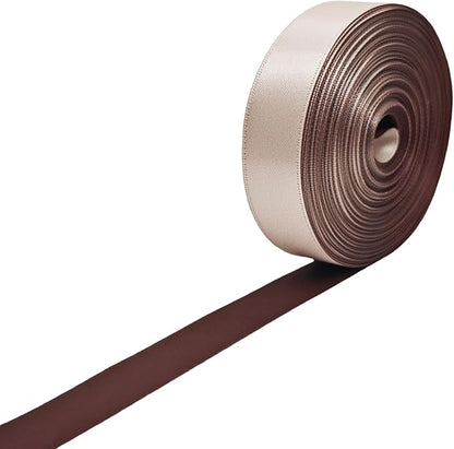 Ribbon 1 Inch, Burgundy & Vanilla Two-Tone Double Faced Satin Ribbon for Gift Wrapping, Flower Bouquet, Bow, Hair, Wedding, DIY Crafts, Holiday Party Decorations, 30 Yards Total