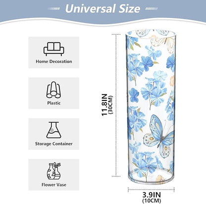 Vase Plastic Vase Elegant Cylinder Flower Vase Shatterproof Decorative Centerpiece for Home Table Office Weddings Events (11.8 x 3.9 in)