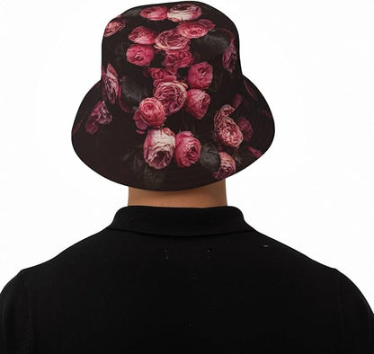 Rose Bucket Hat Womens Fisherman Hat Flower Sun Hats Cute Caps Rose Flower Hats for Women Outdoor