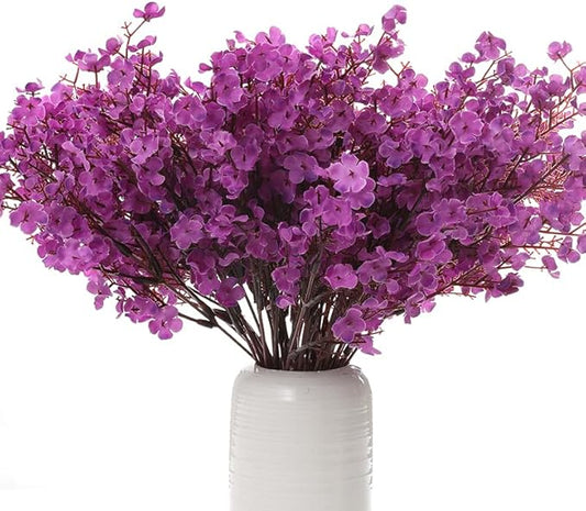 6PCS Artificial Baby Breath Flowers Fake Silk Real Touch DIY Floral Bouquets Decor Wedding Party Decoration Arrangements (Purple)