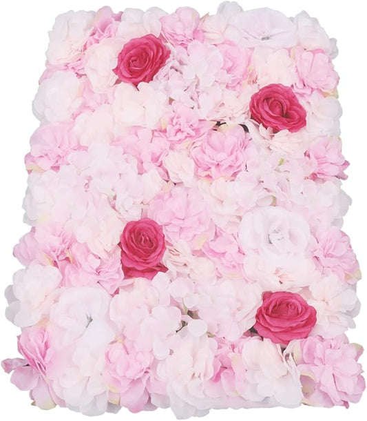 Gdrasuya10 4pcs Realistic Flower Wall Background Artificial Flowers Wall Backdrop Panel 3D Silk Rose Fake Flower Wall Panel Banquet Wedding Party Decor, Photography Background 60 x 40 cm