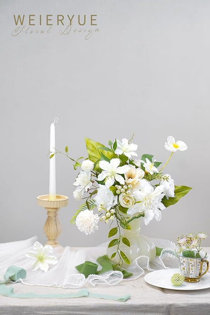 White Artificial Flowers Combo Box - Wedding Decor, Fake Flowers for Home Decor Indoor, Cake Flowers, Faux Flowers for Crafts