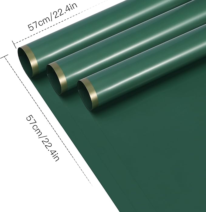 WRAPAHOLIC 20 Sheets Flower Wrapping Paper - 22.4 x 22.4 inch Green with Gold Edge Water-Resistant Floral Bouquet Wrapping Paper, Florist Supplies Packaging Paper for Wedding Birthday Gift DIY