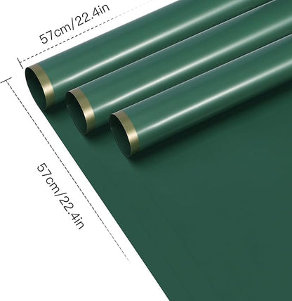 WRAPAHOLIC 20 Sheets Flower Wrapping Paper - 22.4 x 22.4 inch Green with Gold Edge Water-Resistant Floral Bouquet Wrapping Paper, Florist Supplies Packaging Paper for Wedding Birthday Gift DIY