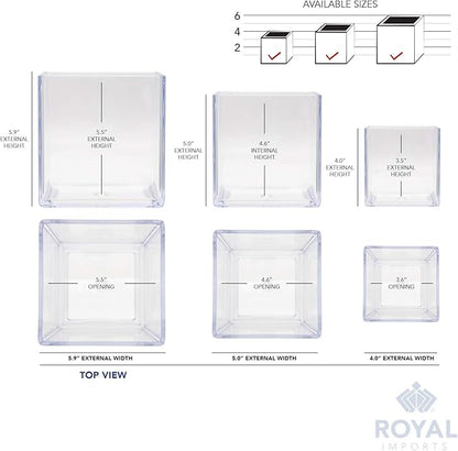 Royal Imports Flower Acrylic Vases Cubes - Decorative Centerpiece for Home or Wedding - Non Breakable Plastic, 1-Set of 3 Sizes: 4", 5", 6" - Clear