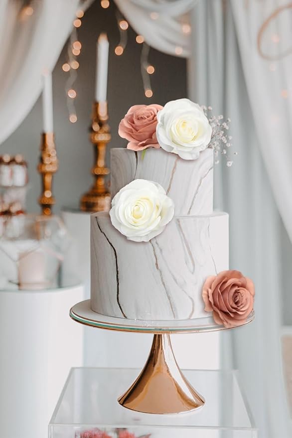 30pcs Roses Artificial Flowers Ivory Silk Roses with Long Stems Fake Flowers for Wedding Bouquet Centerpices Decorations Party Bridal Baby Shower Home Decor