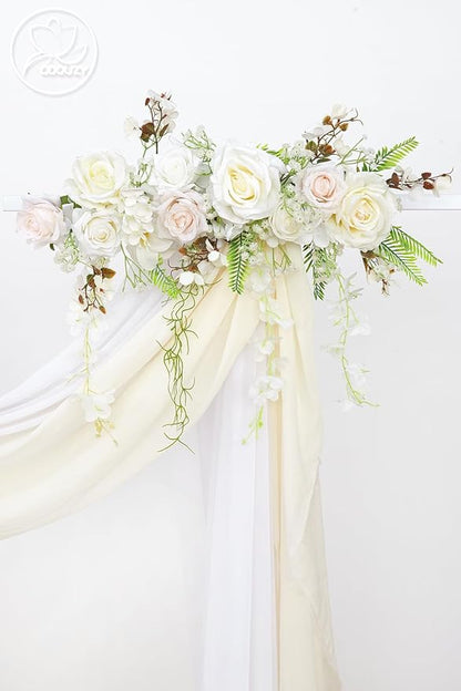 Pack of 2 Wedding Arch Decorations Artificial Hanging Flowers Floral Swag for Wedding Welcome Sign Backdrop Balloon Arch Home Party Bridal Ceremony Reusable(White Rattan)