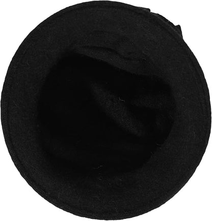 ZLYC Women Wool Cloche Bucket Hat 1920s Vintage Dress Winter Hats with Flower Accent