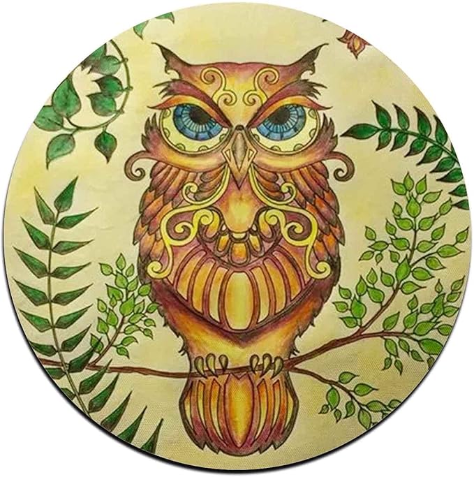 Watercolor Owl Round Coaster Set - Made of Recycled Rubber - Set of 4