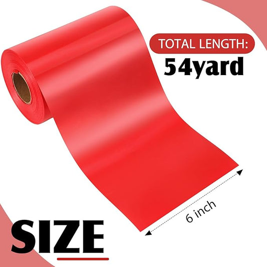 Syhood Outdoor Leaf Ribbon Floral Satin Ribbon for Crafts Aspidistra Waterproof Holiday Outdoor Decoration(6 Inch X 54 Yards,Red)