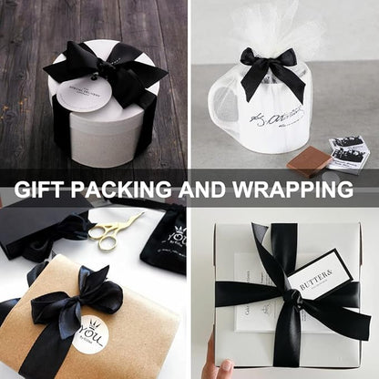 TONIFUL Black Satin Ribbon 1 Inch X 25yds Solid Silk Ribbons for Gift Wrapping, Craft, Floral Bouquets, Valentine's Day Christmas Gift Wrapping, Party Wedding Decoration