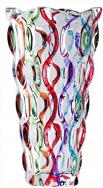 Hand Painted Colorful Vase 11" Tall,Flower Vase Decor for Home Dining Table Living Room,Office Wedding Holiday Party,Handmade Decorative Flower Vase (Colorful)