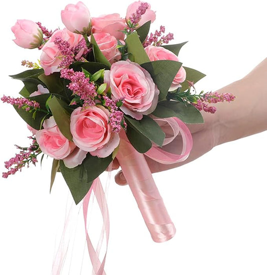 Bride & Bridesmaid Bouquets for Wedding, Wedding Bouquets for Bride Bridesmaid, Silk Bride Bridesmaid Hand Holding Flower Bouquet for Valentines Day Decor Wedding Party Supplies Home Decoration