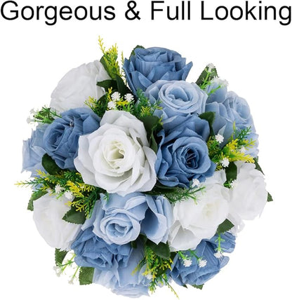 Flower Centerpieces for Wedding Tables: Wedding Table Decorations Dusty Blue & White Flower Balls Centerpieces for Engagement Cerebration Party Center Pieces 2 Packs