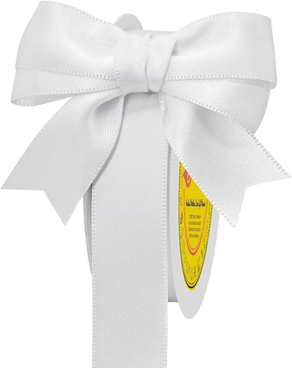 Double Face White Satin Ribbon 7/8 inch X 25 Yards Polyester White Ribbon for Gift Wrapping Very Suitable for Weddings Party Hair Bow Invitation Decorations
