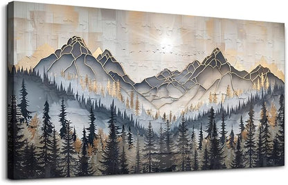 PHAOHUAXM Large Canvas Wall Art For Bedroom Large Wall Decor For Living Room Dining Room Modern Office Abstract Ink-Wash Landscape Mountain Wall Pictures Artworks Home Decor Ready To Hang 24"X48"