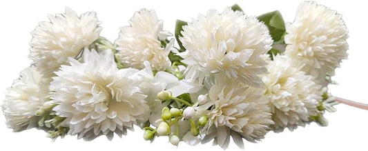 Artificial Ball Chrysanthemum Flowers, Artificial Fake Silk Flowers Plants, DIY Garden Craft Art Decor, Decorations Plastic Floral Table Centerpieces for Home Party Décor, 2 Beams