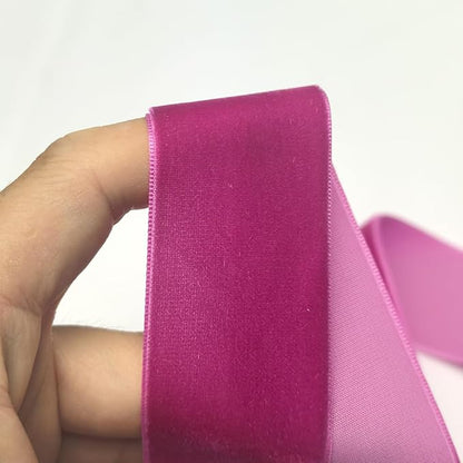 Chenkou Craft Hot Pink 25 Yards/roll 1 1/2" Velvet Ribbon Total 30 Colors Assorted Lots Bulk (Fuschia, 1 1/2"(40mm))