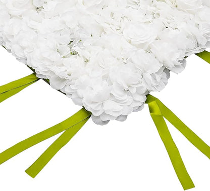 CNCEST Artificial Flower Wall Panels, Flower Wall Mat Silk Rose Flower Panels, Artificial Flower Wall Background (Green+White)