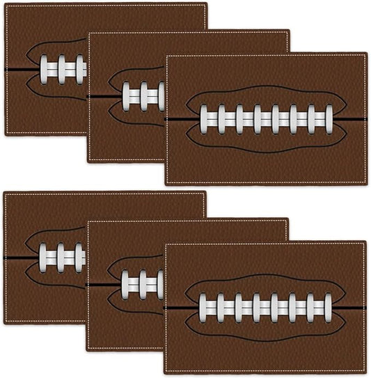 Football Placemats Set of 6 American Sports Double-Sided Table Mats for Home Party Indoor 6 PCS 12x18 Inch