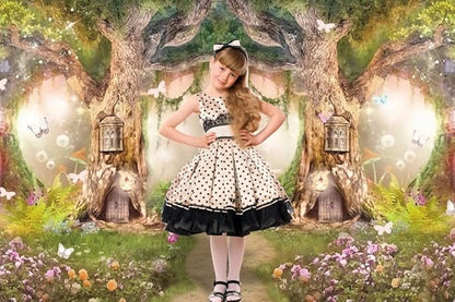 Leowefowa 7x5ft Polyester Spring Backdrop Fairy Enchanted Garden Fairytale Forest Jungle Photo Background for Party Photoshoot Baby Kid Girl Children Photography Studio Props Enchanted Forest Backdrop