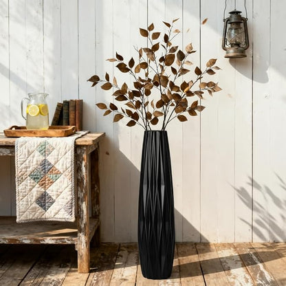 Black Ceramic Tall Floor Vase – 24" Modern Minimalist Decorative Large Vase for Living Room Corner, Entryway, or Office Home Decor