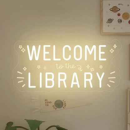 Welcome to the library neon sign, Classroom Door Hanger, teacher Christmas Gift, Bedroom neon sign, Classroom Decor, Reading Corner Decoration, Teacher Office Decor, Opening Season Theme Party Props
