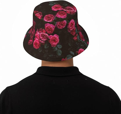 Rose Bucket Hat Womens Fisherman Hat Flower Sun Hats Cute Caps Rose Flower Hats for Women Outdoor