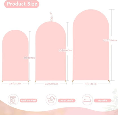 6FT Dusty Rose Arch Cover - Polyester Fitted Wedding Arch Stand Covers Round Top Chiara Arch Backdrop Cover for Birthday Party Banquet Photo Background Decoration