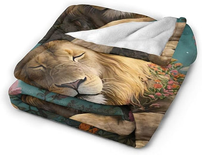 Lion Blanket Lion Throw Blanket Animal Soft Cozy Fleece Fuzzy Stuffed Plush Flannel Gifts for Girls Women Boys Kids Adults 50"X60"