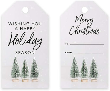 Andaz Press Christmas Holiday Season Classic Gift Tags, Merry Christmas to from and Wishing You A Happy Holiday Season, Bottle Brush Christmas Tree Design, Holiday Events, Parties, Favors, 60-Pack