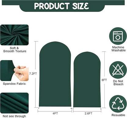 Hunter Green Arch Backdrop Covers - 7.2FT, 6FT Spandex Fitted Wedding Arch Stand Covers Round Top Chiara Stretchy Arch Backdrop Cover for Christmas Wedding Birthday Party Decoration