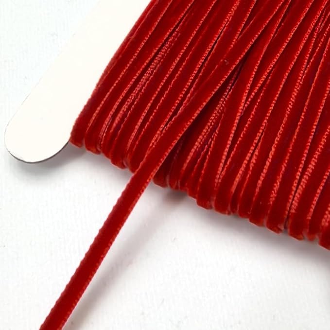 Chenkou Craft Christmas Red 25 Yards 1/8" Velvet Ribbon Lots Bulk (Red, 1/8"(3mm))