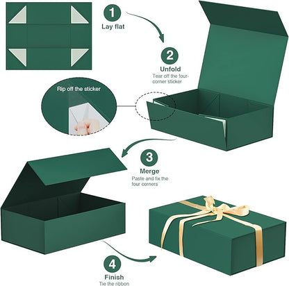 Luxury Large Gift Box 13.8"x9"x4.3" Storage Box Ribbon Magnetic Closure for Luxury Packaging Box for Mother's Day, Birthdays, Bridal Gifts,Weddings
