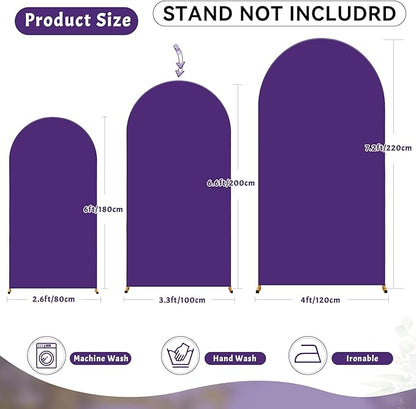 7.2FT Purple Arch Backdrop Cover - Polyester Fitted Wedding Arch Stand Covers Round Top Chiara Arch Backdrop Cover for Birthday Party Banquet Photo Background Decoration