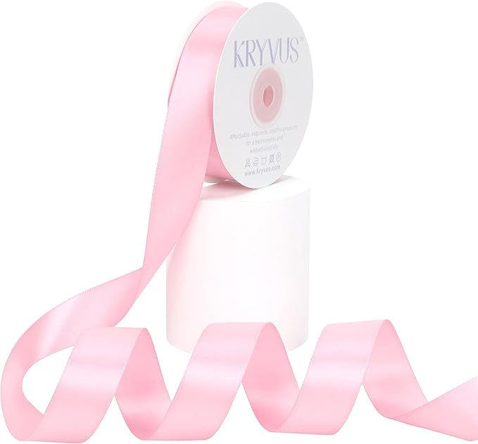 Pink Satin Ribbon, Double Faced 1 Inch X 25 Yards Pink Ribbon, Premium Satin Ribbons for Gift Wrapping, Crafts, Hair Bow Making, Sewing, Flower Bouquet, Wedding Party Decor