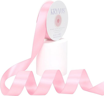 Pink Satin Ribbon, Double Faced 1 Inch X 25 Yards Pink Ribbon, Premium Satin Ribbons for Gift Wrapping, Crafts, Hair Bow Making, Sewing, Flower Bouquet, Wedding Party Decor