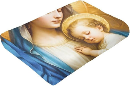 Virgin Mary Blanket Mother of God Throw Blanket Catholic Religious Soft Cozy Fleece Fuzzy Christian Stuffed Plush God Faith Flannel Gifts for Girls Women Boys Kids Adults 40''x50''