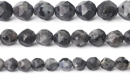 Faceted Natural Black Spectrolite Stone Round Beads 10mm 36cm/Strand for Jewelry Making