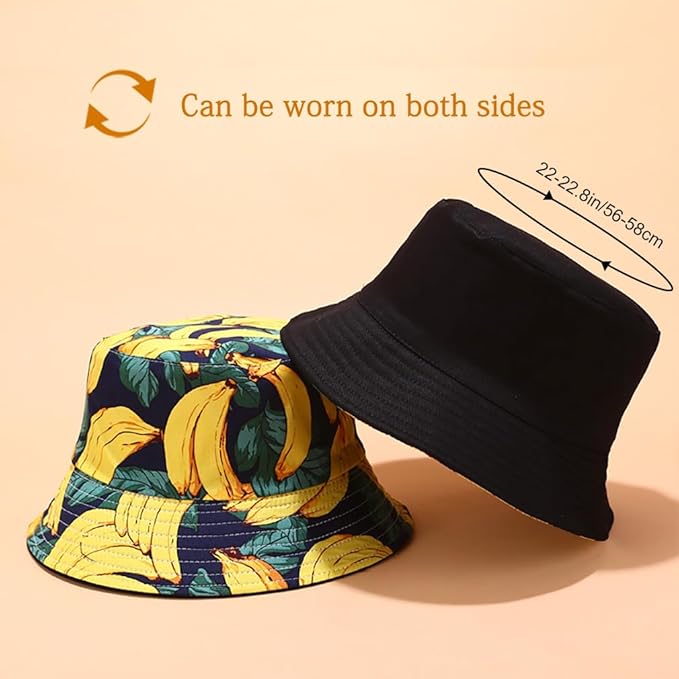 Malaxlx Bucket Hat Beach Sun Hat Fishing Hat for Women Men, Outdoor Travel Reversible Double Side Wear Fisherman Hat