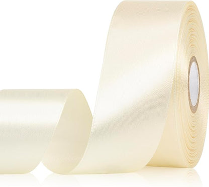 Ivory Ribbon 1-1/2 Inch 30 Yards Cream Satin Ribbon for Flower Bouquet, Fabric Ribbon for Gift Wrapping Crafts Hair Accessories Sewing Wedding Christmas