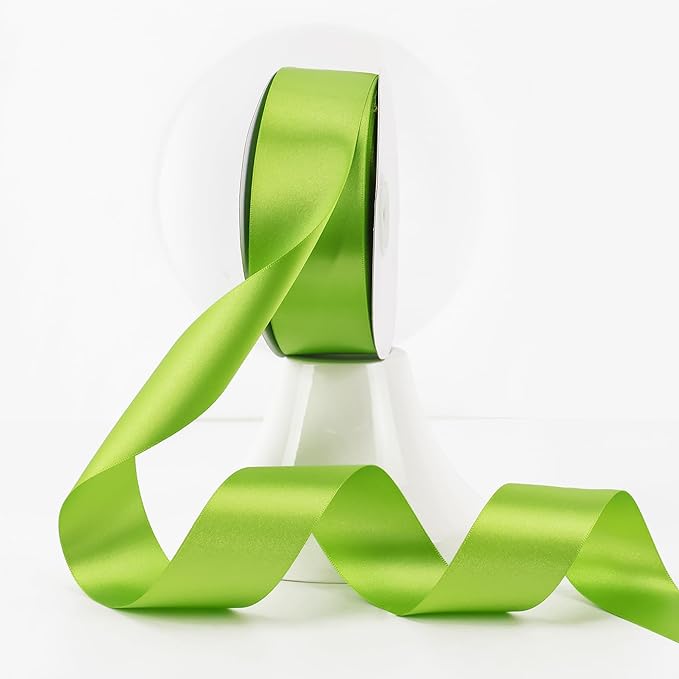 MEEDEE Lime Satin Ribbon 1-1/2 inch Lime Ribbon Double Faced Satin Ribbon by 50 Yards Lime Green Ribbon for Christmas Tree, Wreaths, Crafts, Satin Weddings, Flower Bouquet, Holiday Decorating