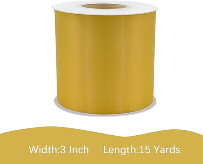 Maize Yellow Satin Ribbon 3 inch X 15 Yards Polyester Ribbon for Gift Wrapping Very Suitable for Weddings Party Hair Bow Invitation Decorations and More