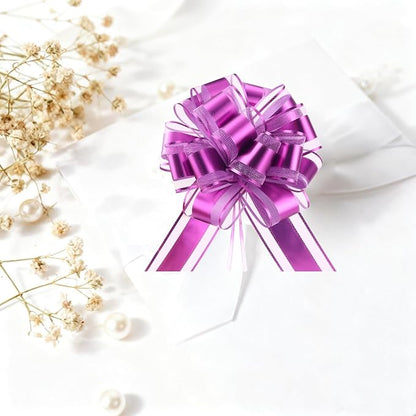 10-Pack Lavender Color Pull Bows for Gift Wrapping - 6 Inch Reusable Ribbon Bows, Large Instant Floral Decor Bows for Wedding, Christmas, Birthday Decor, Gift Basket & Party Decorations